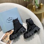 Prada Monolith Patent Leather Short Boots Black