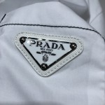 Prada Cotton T-shirt with nylon pocket White