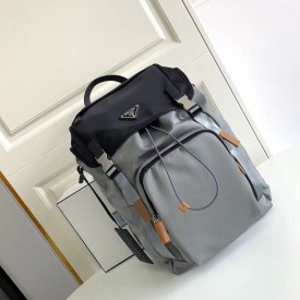 Prada Re-Nylon and Saffiano leather backpack Grey