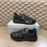 Prada New America'S Cup Leather And Technical Fabric Sneakers Black