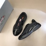 Prada New America'S Cup Leather And Technical Fabric Sneakers Black