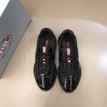 Prada New America'S Cup Leather And Technical Fabric Sneakers Black