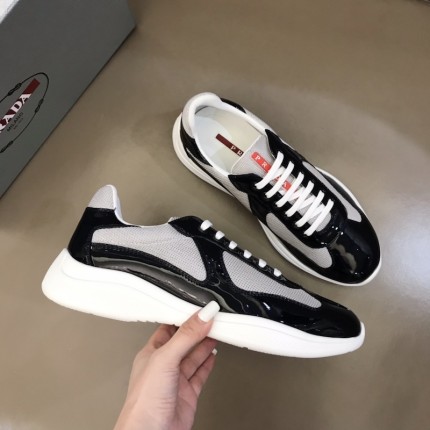 Prada New America'S Leather And Technical Fabric Sneakers Black