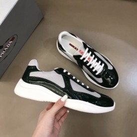 Prada New America'S Leather And Technical Fabric Sneakers Green