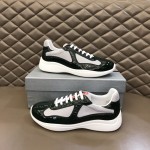 Prada New America'S Leather And Technical Fabric Sneakers Green