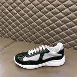 Prada New America'S Leather And Technical Fabric Sneakers Green