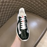 Prada New America'S Leather And Technical Fabric Sneakers Green