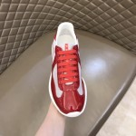 Prada New America'S Leather And Technical Fabric Sneakers Red