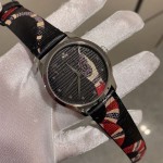 Gucci Black Leather G-Timeless Watch 38MM with Snake Print