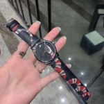 Gucci Black Leather G-Timeless Watch 38MM with Snake Print