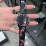 Gucci Black Leather G-Timeless Watch 38MM with Snake Print