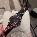 Gucci Black Leather G-Timeless Watch 38MM with Snake Print