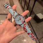 Gucci Blue Leather G-Timeless Watch 38MM with Snake Print