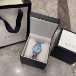 Gucci Blue Leather G-Timeless Watch 38MM with Snake Print