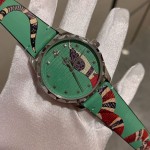 Gucci Green Leather G-Timeless Watch 38MM with Snake Print