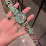 Gucci Green Leather G-Timeless Watch 38MM with Snake Print