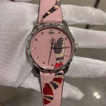 Gucci Pink Leather G-Timeless Watch 38MM with Snake Print