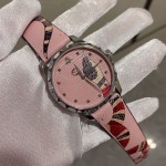 Gucci Pink Leather G-Timeless Watch 38MM with Snake Print