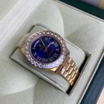 Rolex 18K Yellow Gold Diamond 40 MM Watch Blue