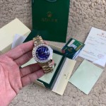 Rolex 18K Yellow Gold Diamond 40 MM Watch Blue