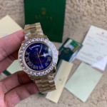 Rolex 18K Yellow Gold Diamond 40 MM Watch Blue