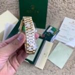 Rolex 18K Yellow Gold Diamond 40 MM Watch Blue