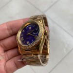 Rolex 18K Yellow Gold Diamond 40 MM Watch Blue Face