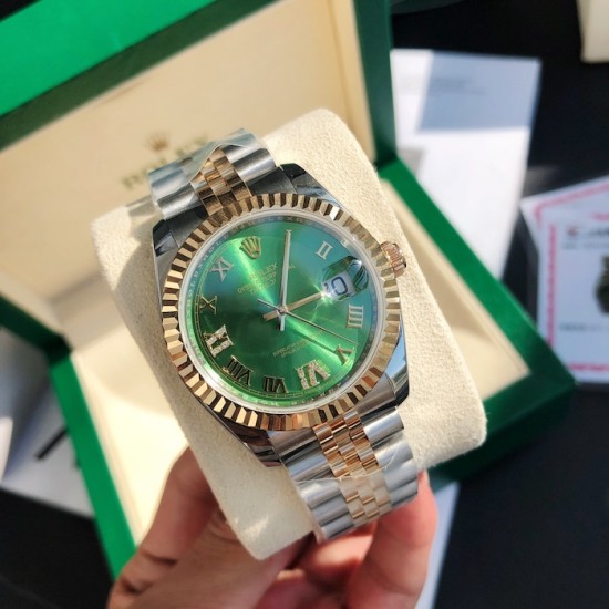 Rolex Datejust 41mm Green Dial Roman Marker SS/YG Bracelet