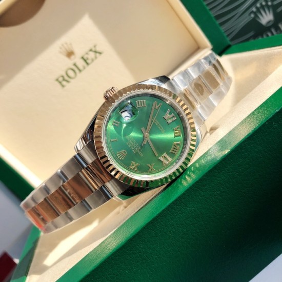 Rolex Datejust 41mm Green Dial Roman Marker SS/YG Bracelet