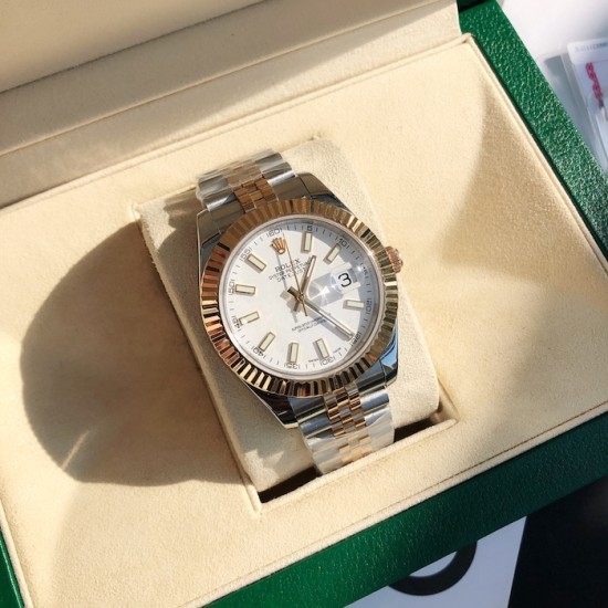 Rolex Datejust 41mm White Dial Lumed Marker SS/YG Bracelet