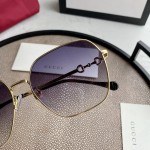 Gucci Square Metal Horsebit-Temple Sunglasses