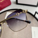 Gucci Square Metal Horsebit-Temple Sunglasses