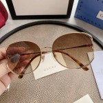 Gucci Oval Metal Sunglasses Brown