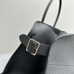 The Row Soft Margaux 17 Bag in Black Grained Leather