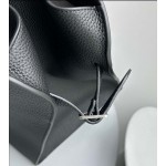 The Row Soft Margaux 17 Bag in Black Grained Leather