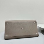 The Row Soft Margaux 17 Bag in Dark Grey Grained Leather