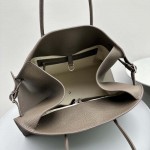 The Row Soft Margaux 17 Bag in Dark Grey Grained Leather