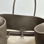 The Row Soft Margaux 17 Bag in Dark Grey Grained Leather