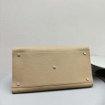 The Row Soft Margaux 17 Bag in Taupe Grained Leather