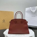 The Row Soft Margaux 17 Bag in Amaranto Smooth Leather