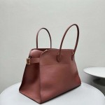 The Row Soft Margaux 17 Bag in Amaranto Smooth Leather