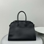 The Row Soft Margaux 17 Bag in Black Smooth Leather