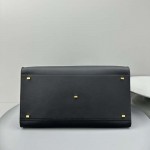 The Row Soft Margaux 17 Bag in Black Smooth Leather