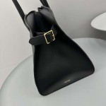 The Row Soft Margaux 17 Bag in Black Smooth Leather