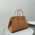 The Row Soft Margaux 17 Bag in Brown Smooth Leather