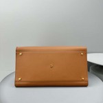 The Row Soft Margaux 17 Bag in Brown Smooth Leather