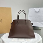 The Row Soft Margaux 17 Bag in Chocolate Smooth Leather