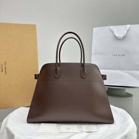 The Row Soft Margaux 17 Bag in Chocolate Smooth Leather