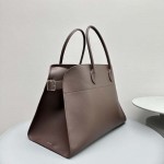 The Row Soft Margaux 17 Bag in Chocolate Smooth Leather