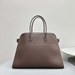 The Row Soft Margaux 17 Bag in Chocolate Smooth Leather